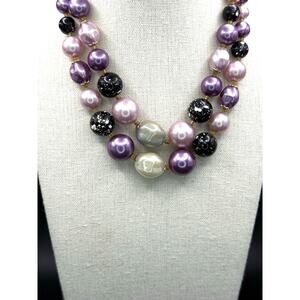 Vintage Purple Two Strand Beads Marked Japan